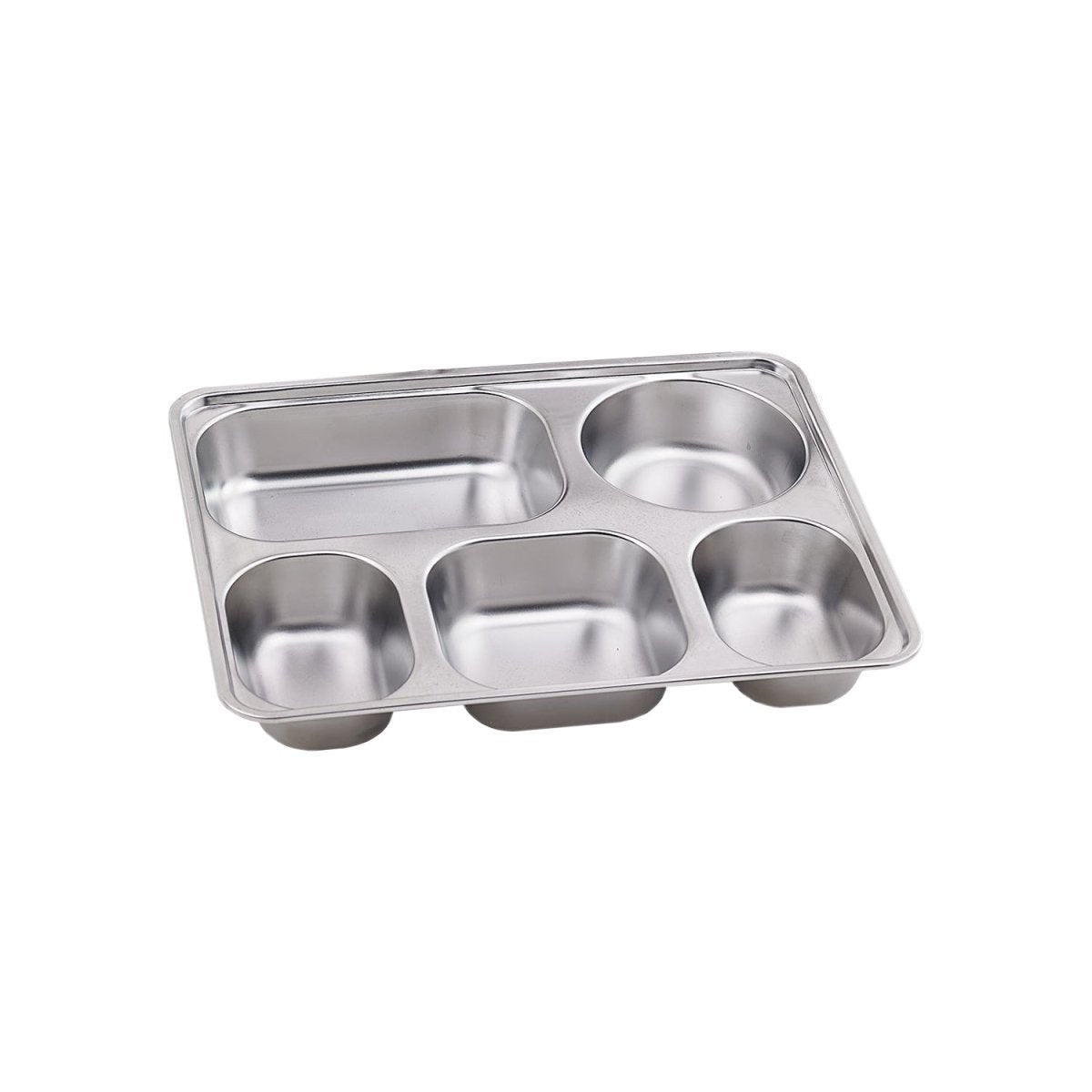 Packnwood Noxtray Reusable Stainless Steel Tray 5 Compartiments with PP lid L:11in W:8.66in H:1.57in - iFoodservice Online