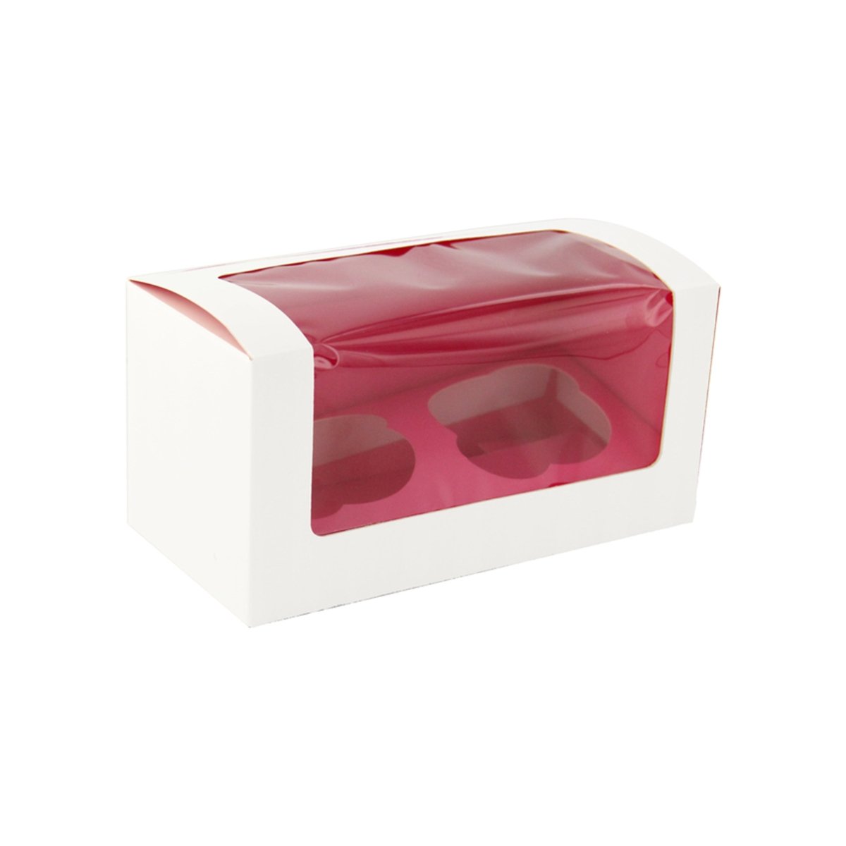 Packnwood Pink Cupcake Box with Window (2 Pieces) L:6.8in W:3.3in H:3.3in - iFoodservice Online
