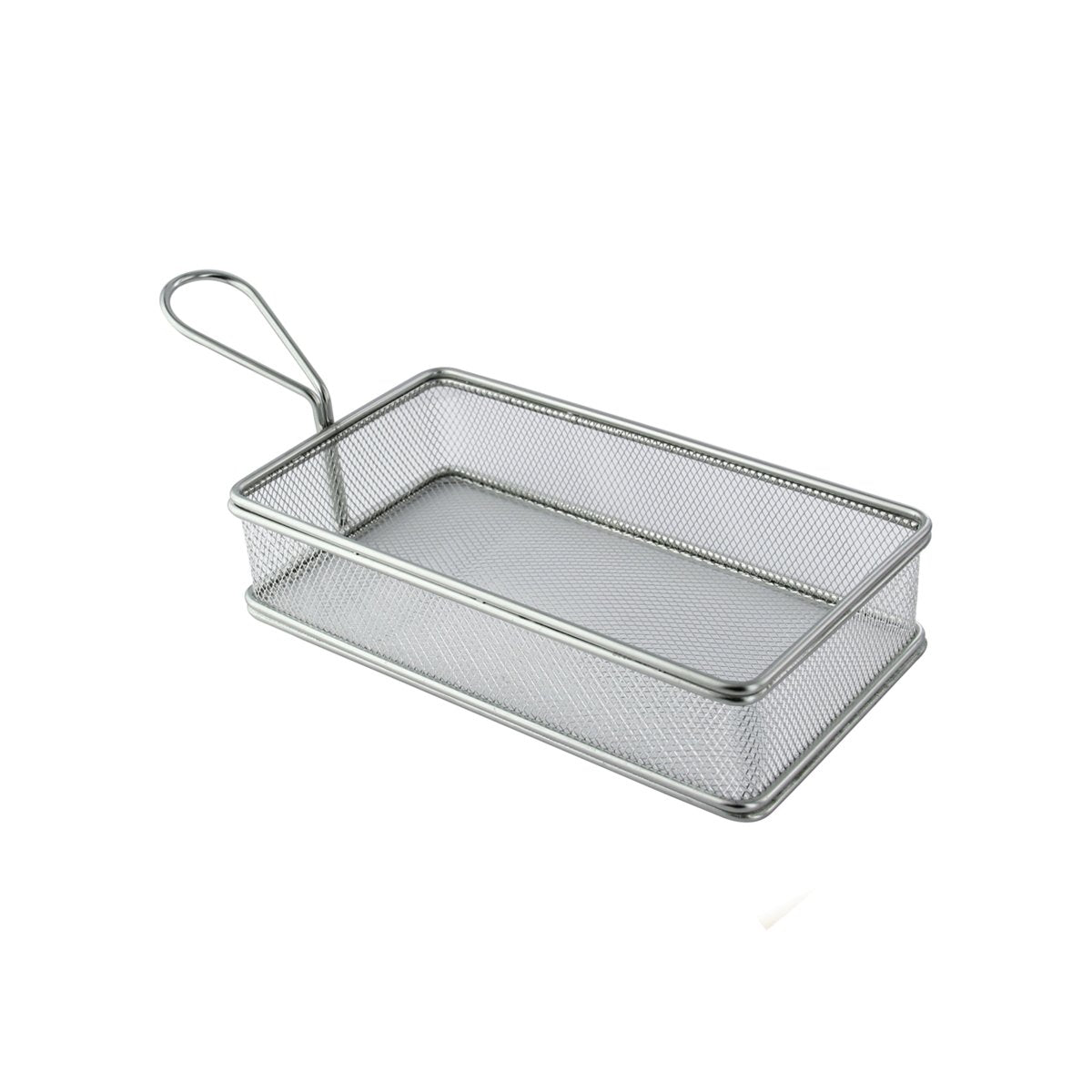 Packnwood Rectangular Reusable Stainless Steel Serving Fry Basket 32oz L:9in W:4.7in H:2in - iFoodservice Online