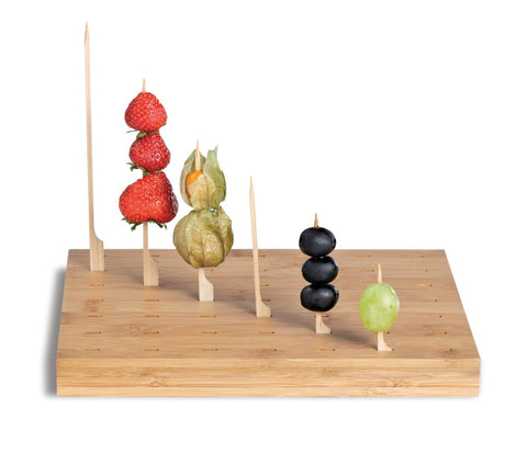 Packnwood Rectangular thick bamboo pick holder for 49 picks L:9.9in W:7.8in H:0.8in - iFoodservice Online