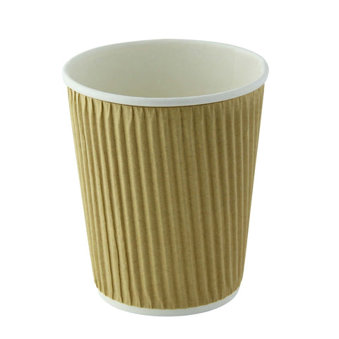 Packnwood Rippled Beige Cup 8oz D:3.1in H:3.6in - iFoodservice Online