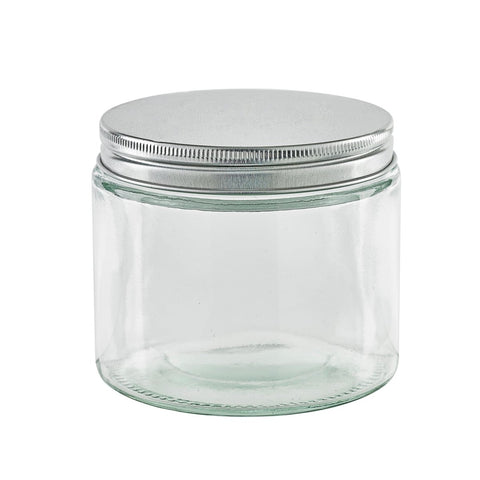 Packnwood Round reusable jar glass with aluminium cap 13oz D:3.46in W:3.66in H:3.18in - iFoodservice Online