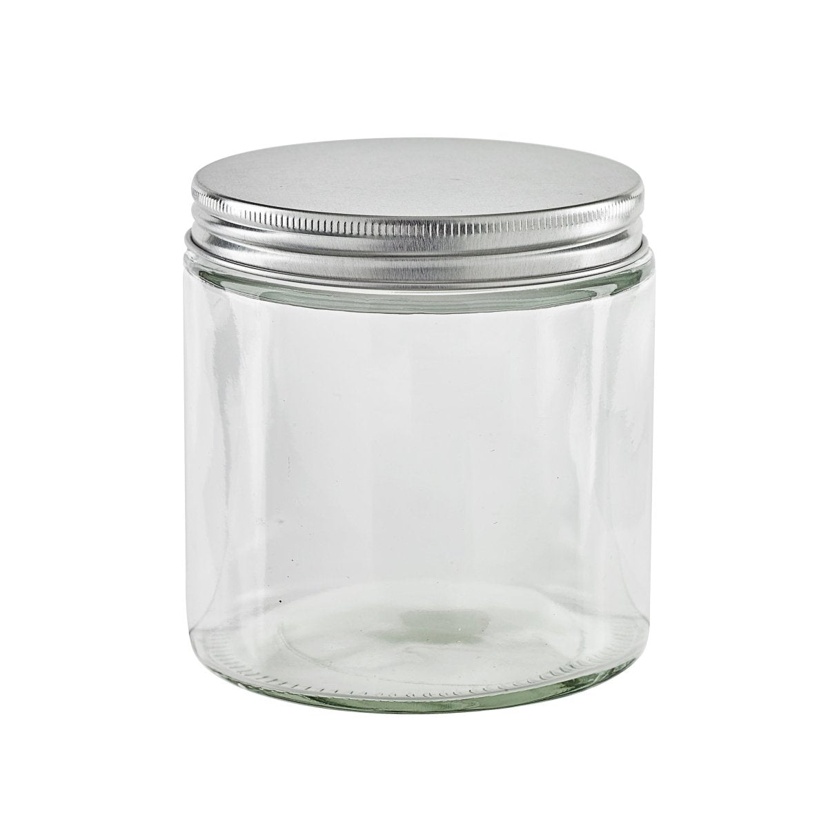 Packnwood Round reusable jar glass with aluminium cap 17oz D:3.46in W:3.66in H:3.89in - iFoodservice Online