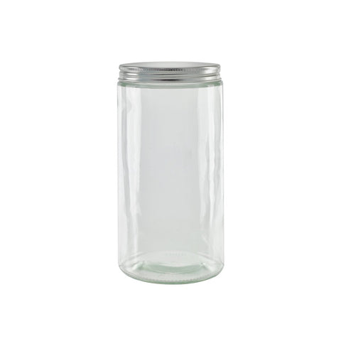 Packnwood Round reusable jar glass with aluminium cap 33.8oz D:3.42in W:3.66in H:7.36in - iFoodservice Online