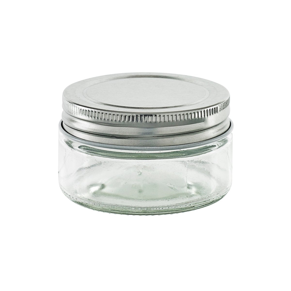Packnwood Round reusable jar glass with aluminium cap 3.3oz D:2.75in W:2.9in H:1.69in - iFoodservice Online