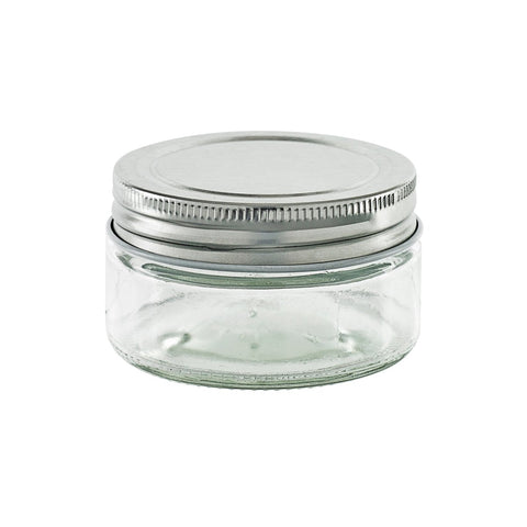 Packnwood Round reusable jar glass with aluminium cap 3.3oz D:2.75in W:2.9in H:1.69in - iFoodservice Online
