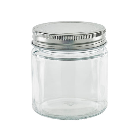 Packnwood Round reusable jar glass with aluminium cap 8.4oz D:2.75in W:2.91in H:3.26in - iFoodservice Online