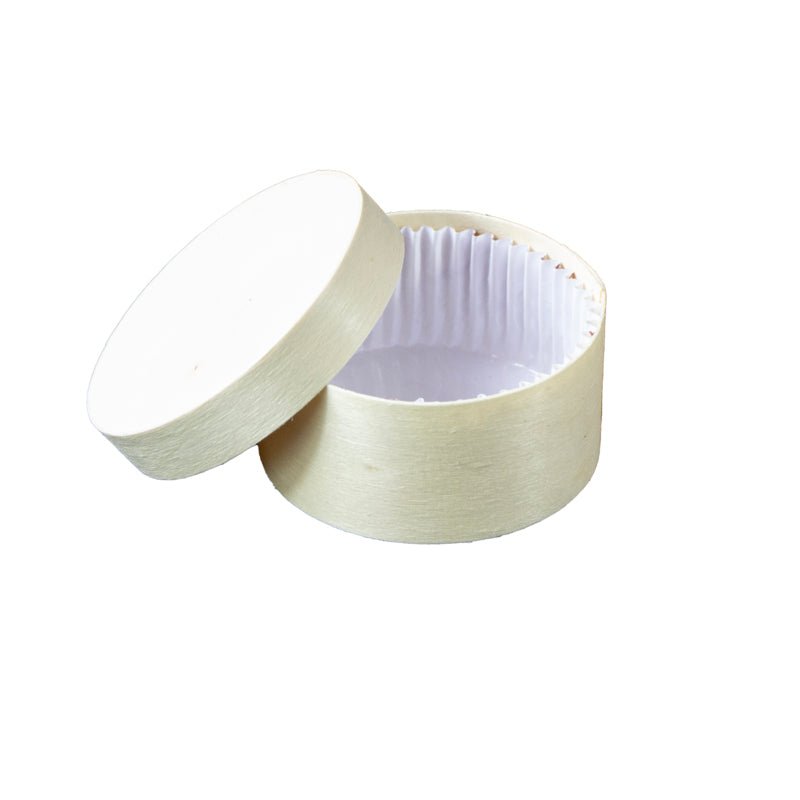 Packnwood Round Wooden Box With Greaseproof Paper For Oven Baking D:3.1in H:1.7in - iFoodservice Online