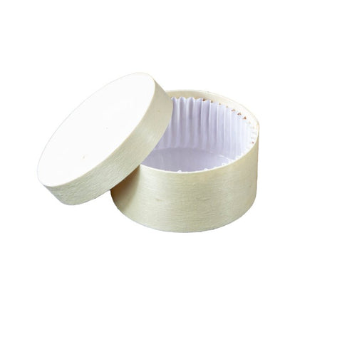 Packnwood Round Wooden Box With Greaseproof Paper For Oven Baking D:3.1in H:1.7in - iFoodservice Online