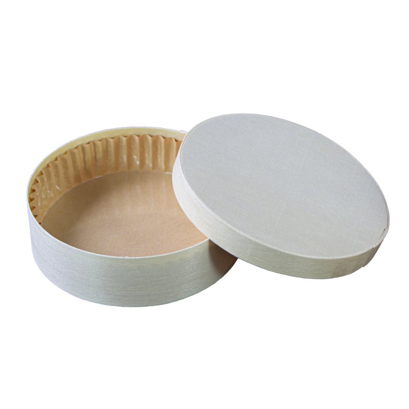 Packnwood Round Wooden Box With Greaseproof Paper For Oven Baking D:4.9in H:1.6in - iFoodservice Online