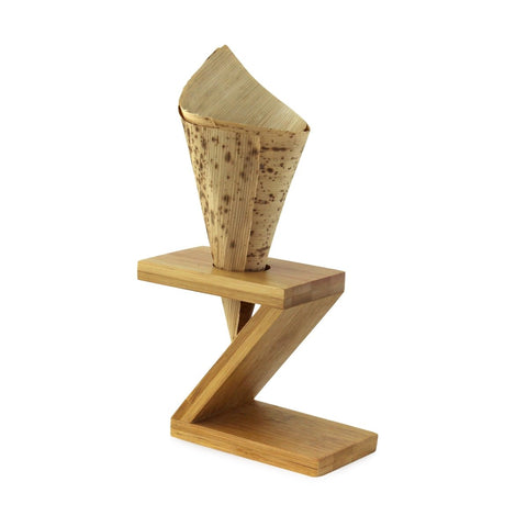 Packnwood Single Bamboo Cone Holder Z Shaped L:3.5in H:2.5in - iFoodservice Online