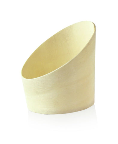 Packnwood Slanted Wood Cup 2.5oz D:2.5in H:2.7in - iFoodservice Online
