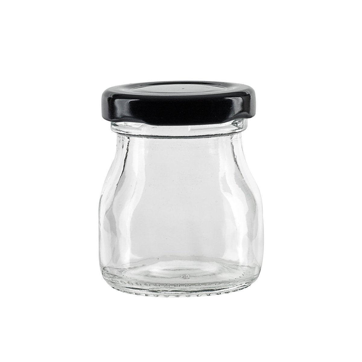 Packnwood Smooth pudding jar with twist cap (Black Reusable cap) 1.6oz D:1.77in W:1.88 H:2.28in - iFoodservice Online
