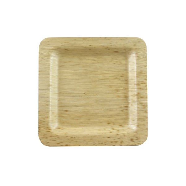 Packnwood Square Bamboo Leaf Double Layer Plate L:5.9in W:5.9in H:0.45in - iFoodservice Online