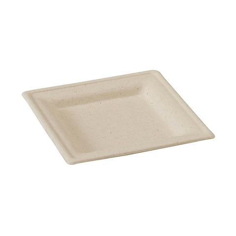Packnwood Square Brown Sugarcane Plate L:10.2in W:10.2in H:0.75in - iFoodservice Online