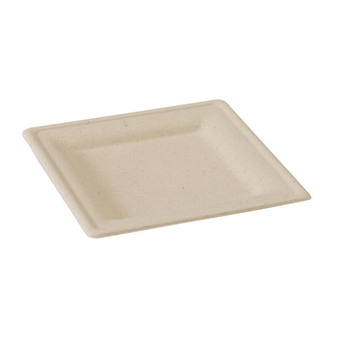 Packnwood Square Brown Sugarcane Plate (No added PFAs) L:7.8 W:7.8in - iFoodservice Online