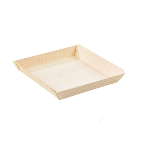 Packnwood Square "Samurai" Wooden Dish 8oz L:5.2in W:5.2in H:0.79in - iFoodservice Online