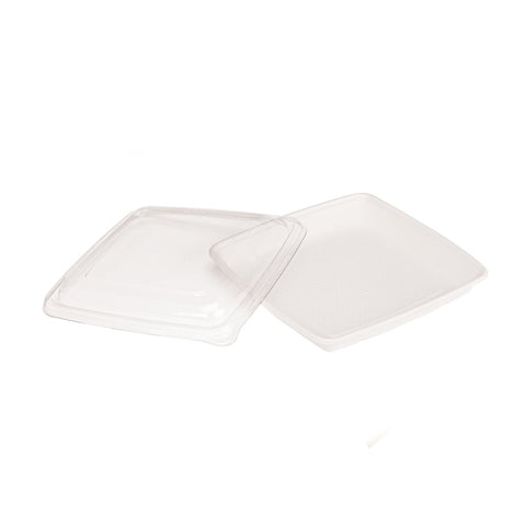 Packnwood Square White Sugarcane Plate 34oz L:9.25in W:9.25in H:1.1in - iFoodservice Online