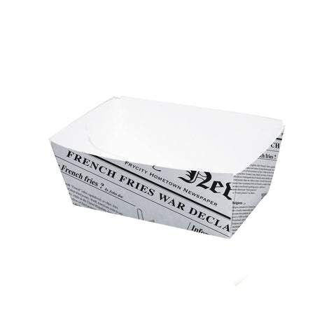 Packnwood Sturdy Newspaper Printed Basket 8.5oz L:3.5in W:2.2in H:1.6in - iFoodservice Online