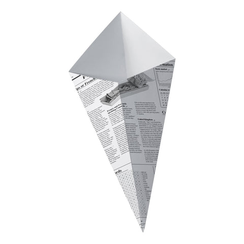 Packnwood Sturdy Paper Cones with Newspaper Print 11oz L:6.9in W:5.7in - iFoodservice Online