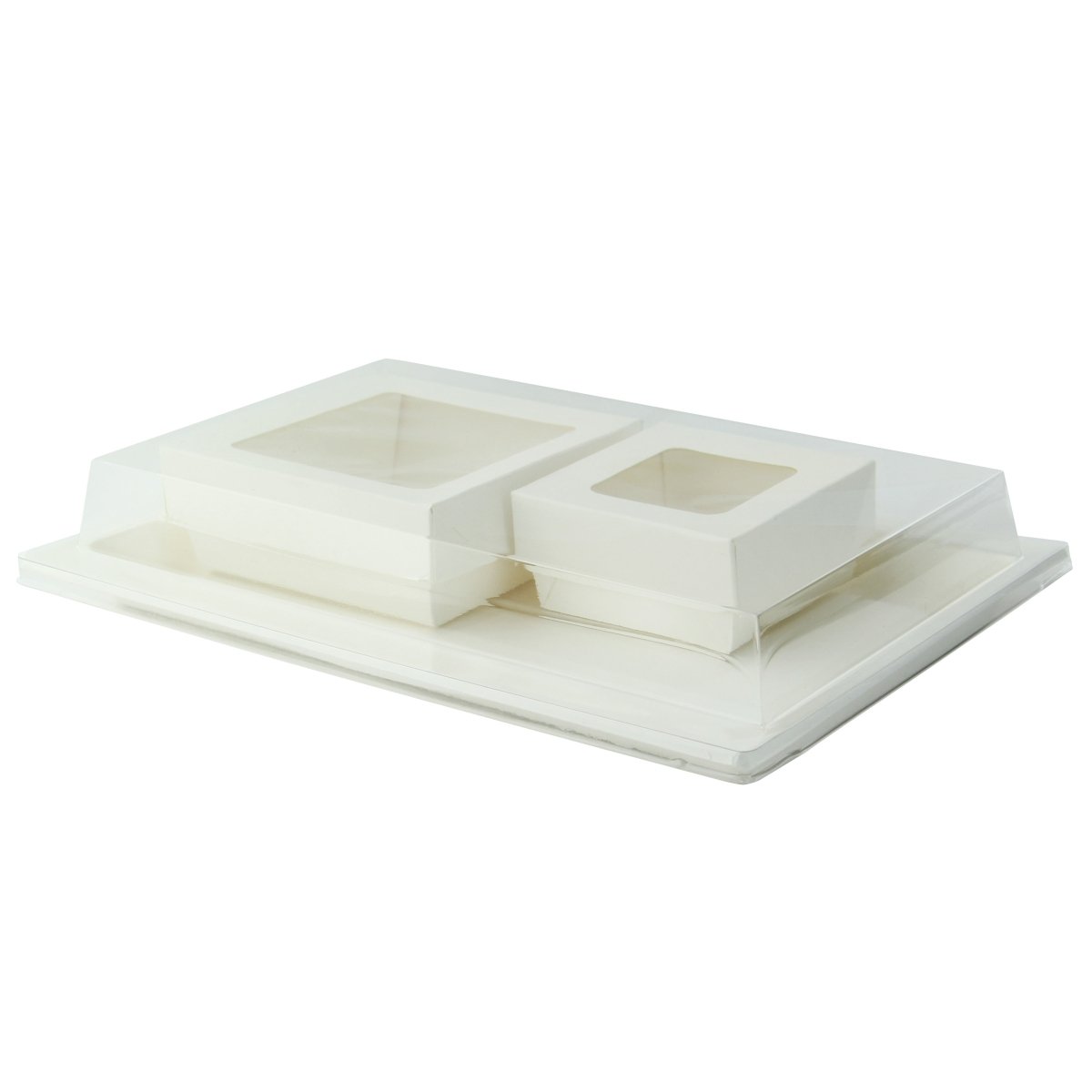 Packnwood Sugarcane Bento Box Tray with 2 White Window Box Compartments - 200 VIP Set - iFoodservice Online