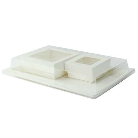 Packnwood Sugarcane Bento Box Tray with 2 White Window Box Compartments - 200 VIP Set - iFoodservice Online