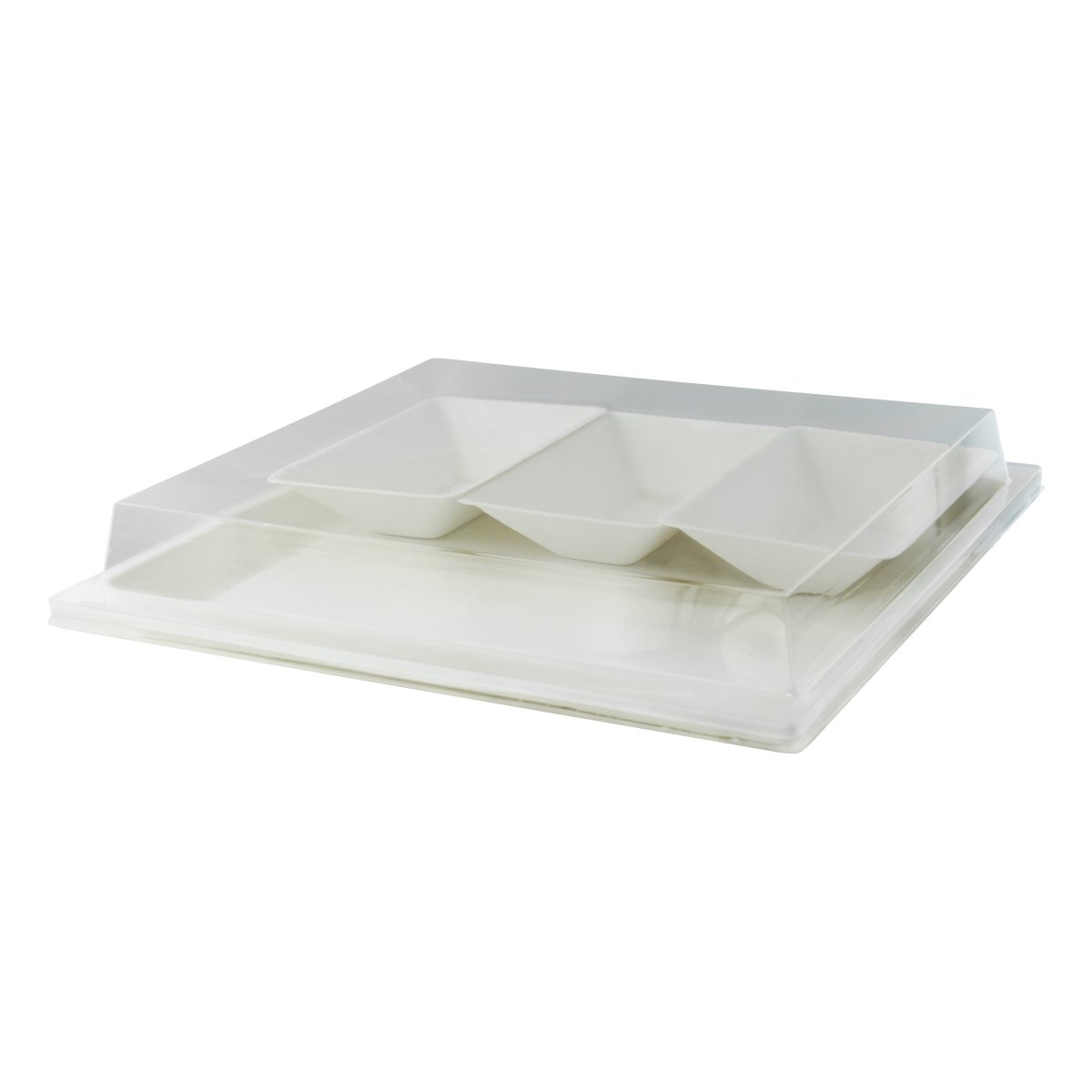 Packnwood Sugarcane Bento Box Tray with 3 Sugarcane Dish Compartments - 200 VIP Set - iFoodservice Online