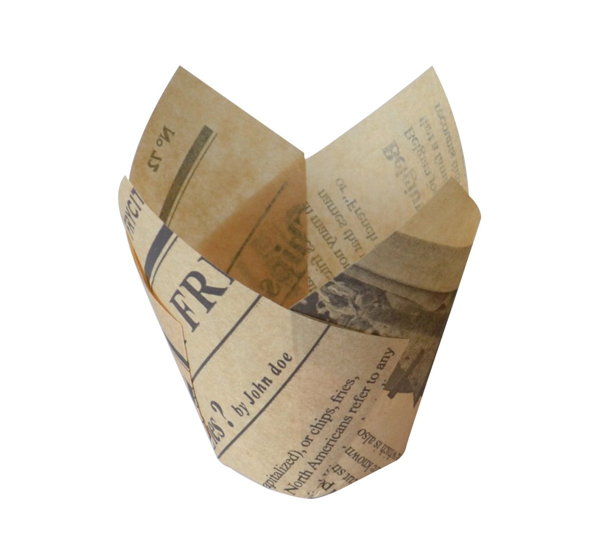 Packnwood Tulips Newspaper Baking Cup 5oz D:6.9in H:2.35in - iFoodservice Online