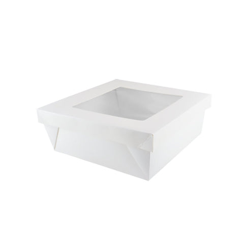 Packnwood White Kray Boxes with PET Window Lid 118oz L:7.9in W:7.9in H:3.2in - iFoodservice Online