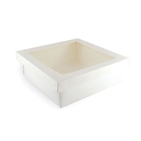 Packnwood White Kray Boxes with PET Window Lid 132oz L:8.7in W:8.7in H:3.2in - iFoodservice Online