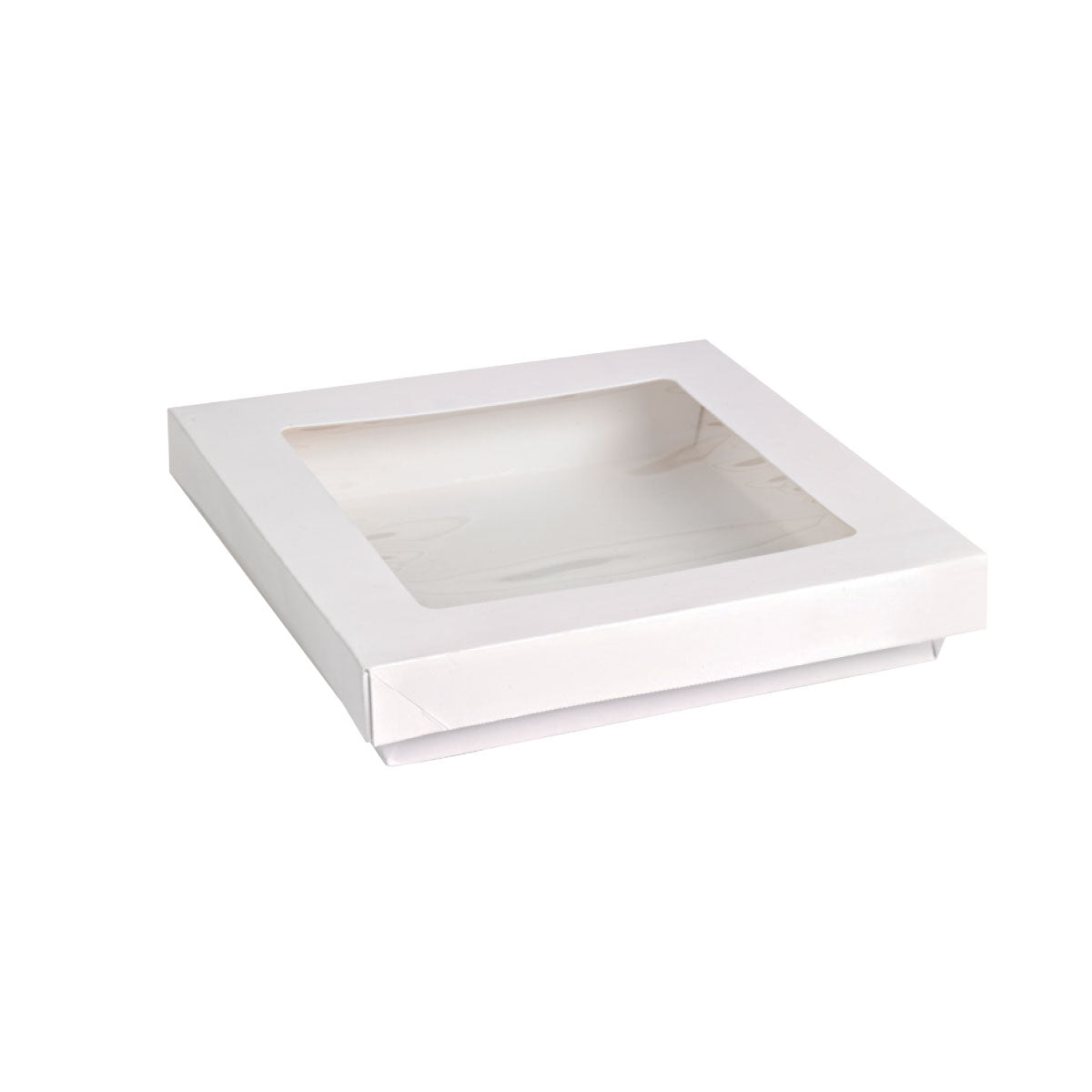 Packnwood White Kray Boxes with PET Window Lid 60oz L:7.1in W:7.1in H:2in - iFoodservice Online