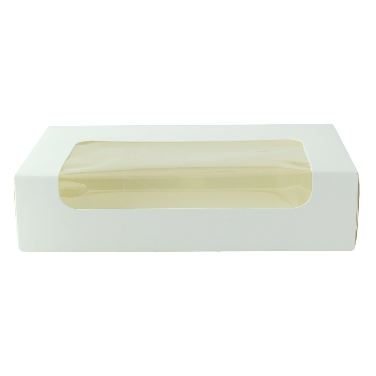 Packnwood White laminated window box 28oz L:7.18in W:4.45in H:1.75in - iFoodservice Online