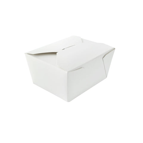 Packnwood White Meal Box 25oz Base: L:4.5in W:3.5in H:2.5in Top: L:5.1in W:4.1in H:2.5in - iFoodservice Online