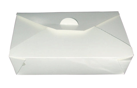 Packnwood White Meal Box 50oz Base:L:7.75in W:5.5in H:2in Top:L:8.5in W:6.3in H:2in - iFoodservice Online