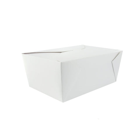 Packnwood White Meal Box 70oz Base:L:7.7in W:5.5in H:2.5in Top:L:8.5in W:6.3in H:2.5in - iFoodservice Online