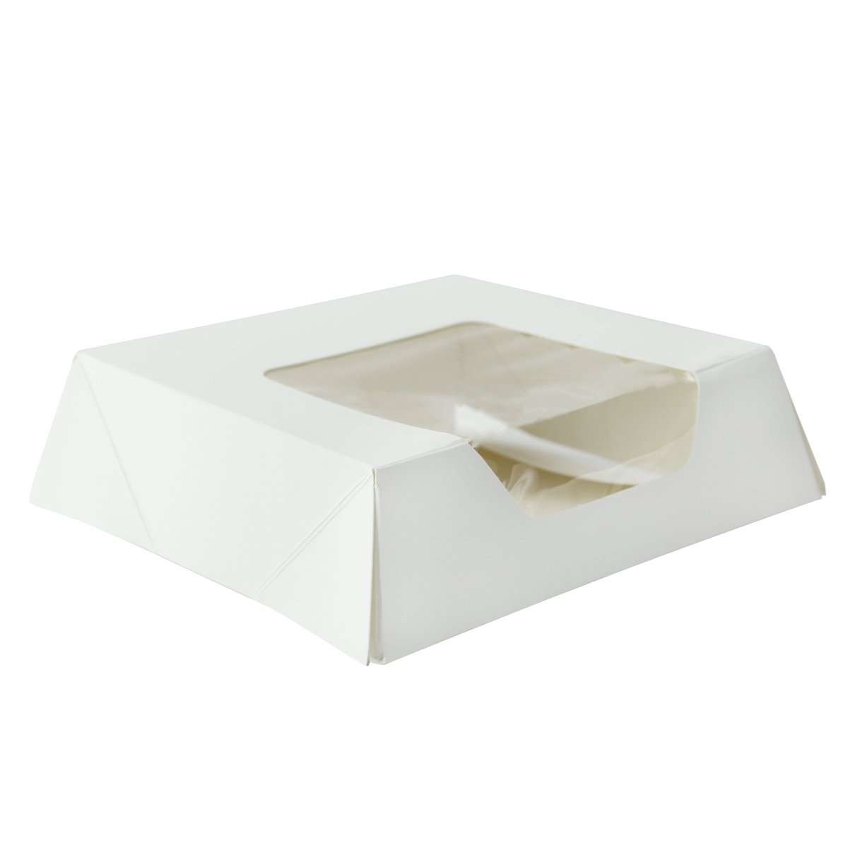 Packnwood White Pastry Box with PET Window 18oz L:5.5in W:5.5in H:1.6in - iFoodservice Online