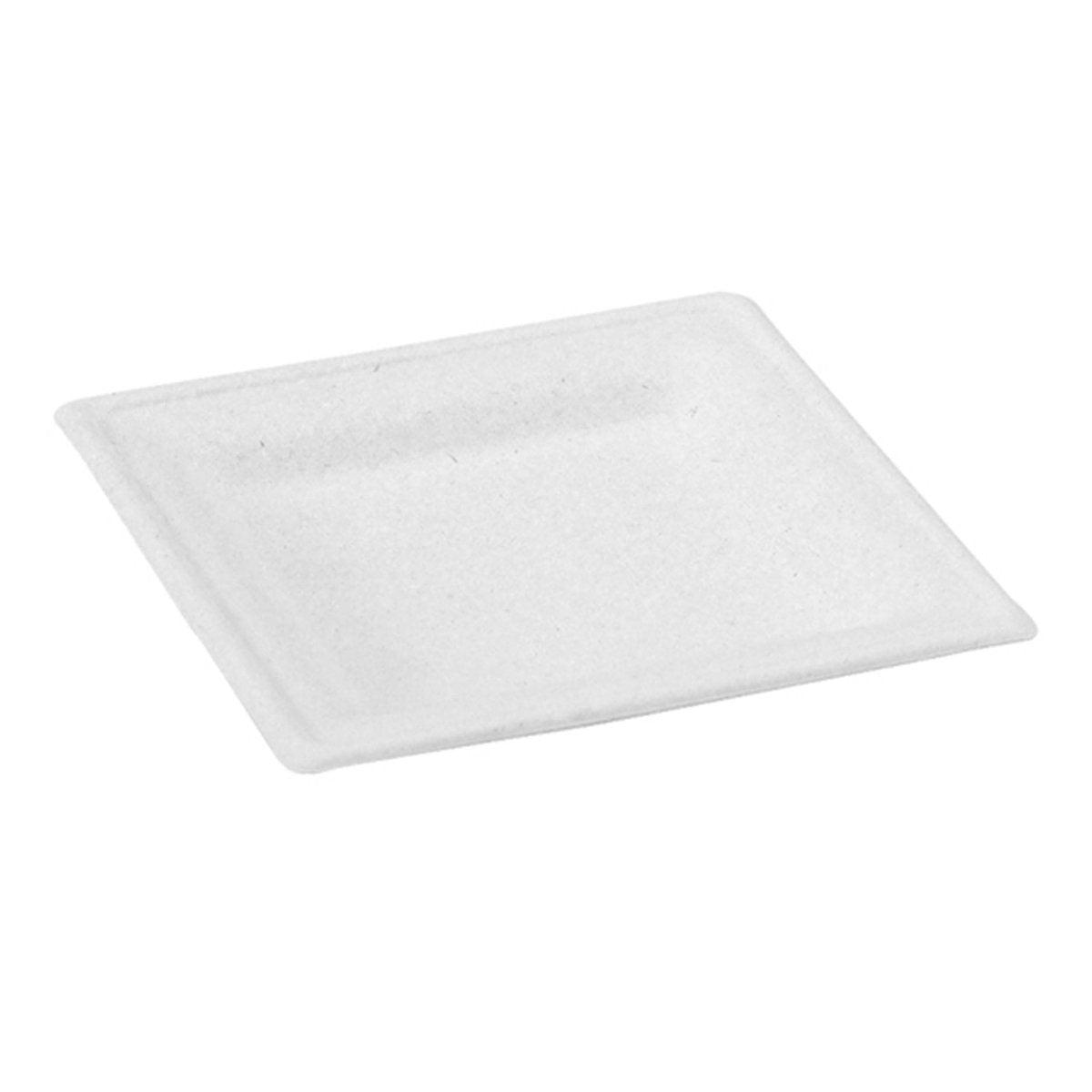 Packnwood White square sugarcane fibre plate L:6.3in W:6.3in - iFoodservice Online