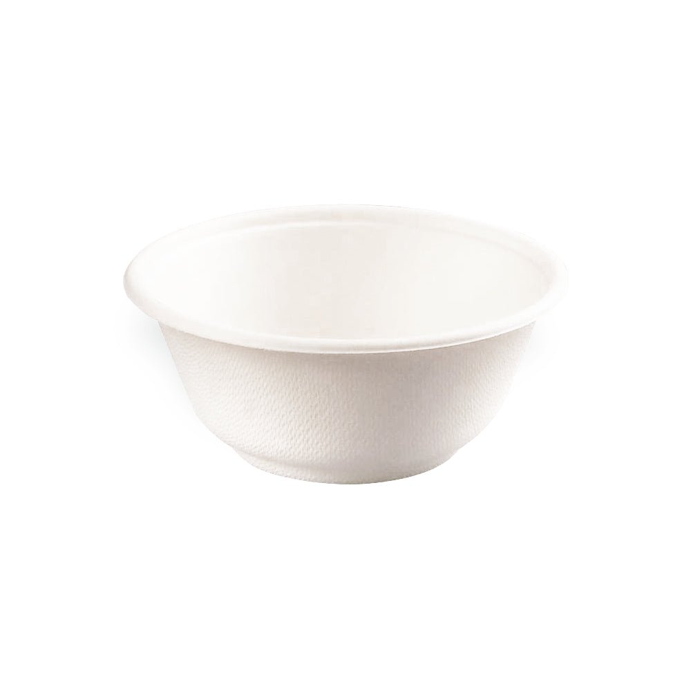 Packnwood White Sugarcane Bowl (No added PFAs) 12oz D:5in H:2in - iFoodservice Online