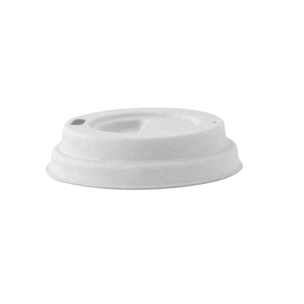 Packnwood White sugarcane fiber coffee cup lid with hole for 4oz (No added PFAs) D:2.44in - iFoodservice Online