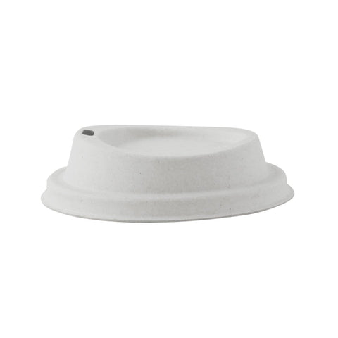 Packnwood White sugarcane fiber coffee cup lid with hole (No added PFAs) D:3.54in - iFoodservice Online
