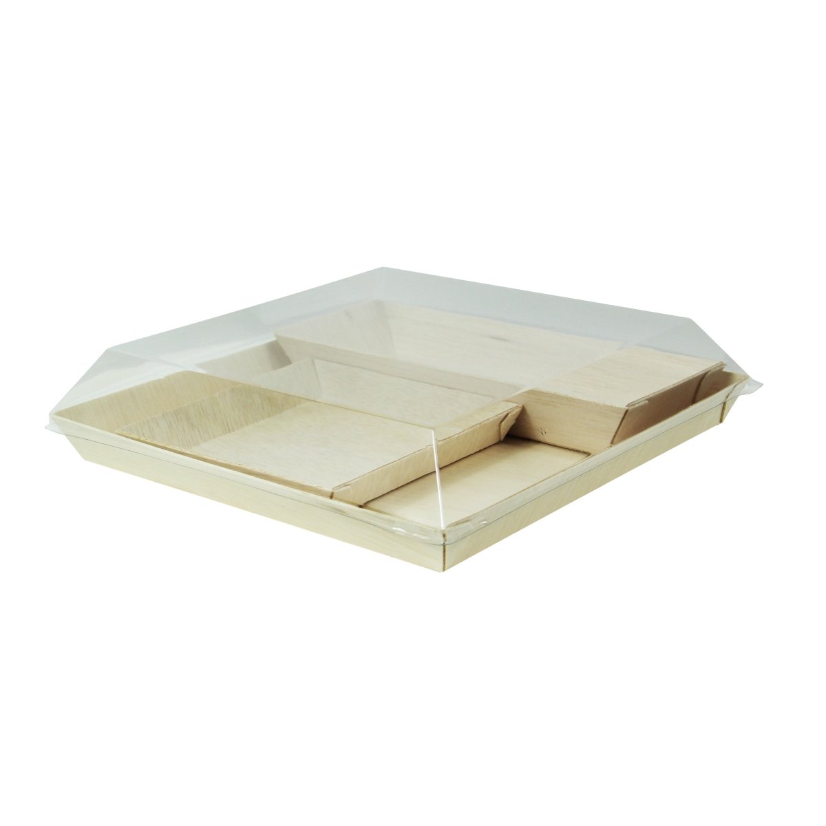 Packnwood Wood Samurai Bento Box with 2 Compartments - 100 VIP Set - iFoodservice Online