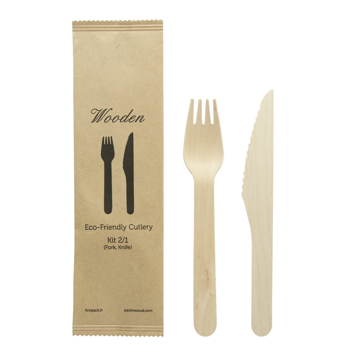 Packnwood Wooden Cutlery 2/1 kit (Knife + Fork) L:6.2in - iFoodservice Online