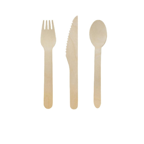 Packnwood Wooden Cutlery 3/1 kit (Knife + Fork + Spoon) L:6.2in - iFoodservice Online