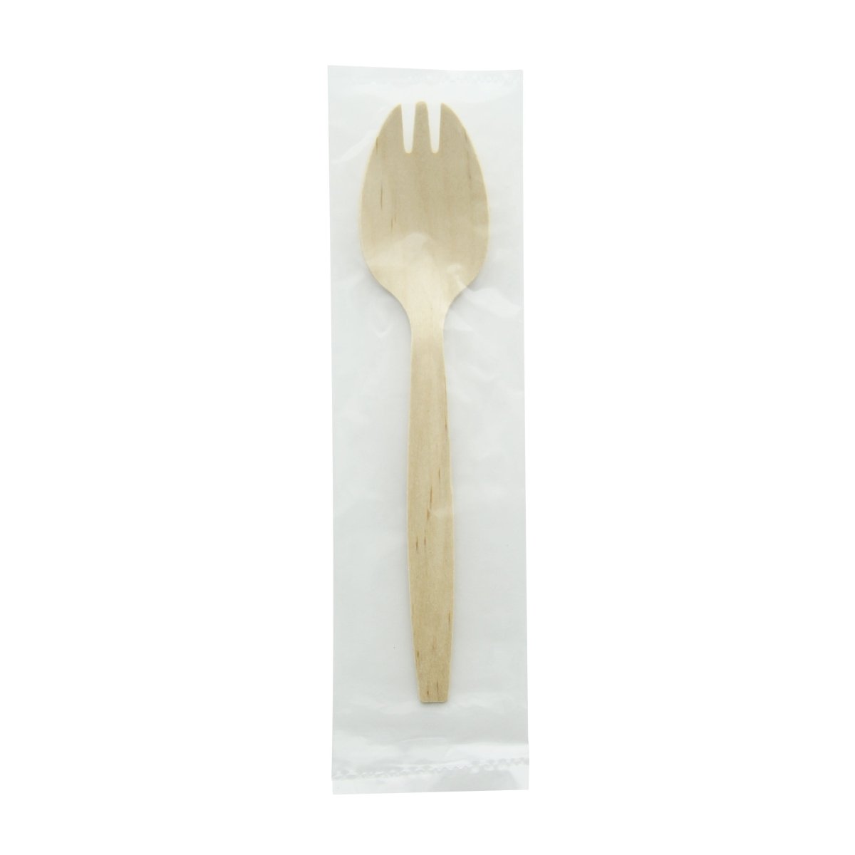Packnwood Wooden Spork Individually Wrapped L:5.7in W:1.75in - iFoodservice Online