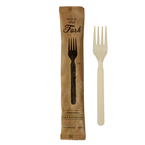 Packnwood Wrapped Compostable & Heat Proof Corn - Bamboo Fiber Fork L:6.7in - iFoodservice Online
