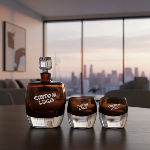 Personalized Whisky Club Whisky Gift Set Peat Brown Engraved | Custom Laser Etched Favor - iFoodservice Online