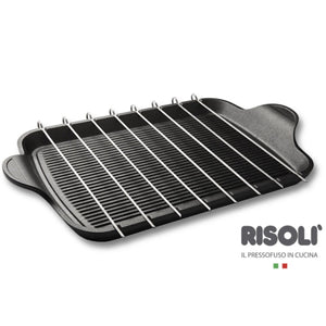 Risoli Brochette Grill with Steel Spit Grill - 47x26 cm (00123SP/47TP) - iFoodservice Online