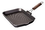 Risoli Saporella Grill Pan With Folding Wooden Handle (000090/36T00) - iFoodservice Online