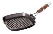 Risoli Saporella Square Grill Pan With Folding Wooden Handle (0090INL/26T0) - iFoodservice Online