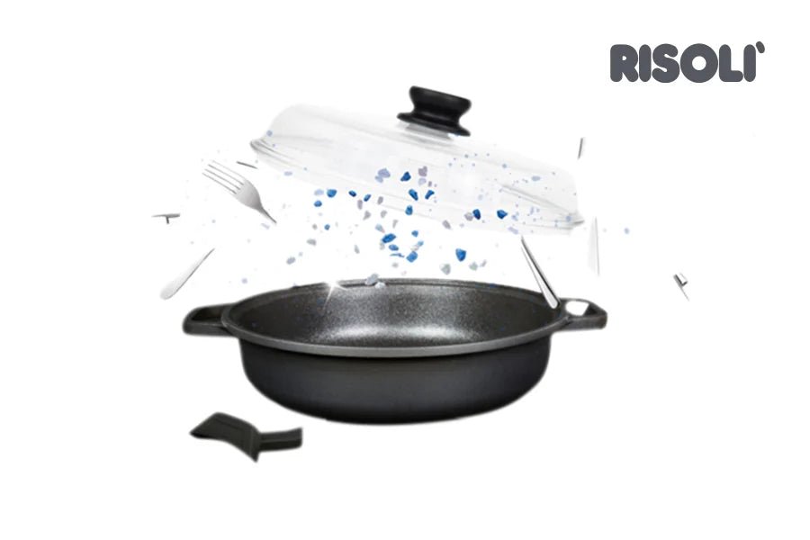 Risoli Skillet With Glass Lid & With 2 Handles Non - Stick Coating (00099BP/36PN) - iFoodservice Online